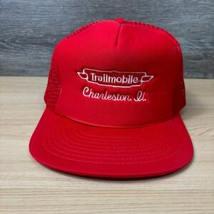 Vintage Trailmobile Hat Cap Snapback Red Trucker Charleston Illinois 90s